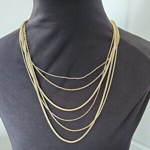 THE LIMITED | Gold Tone Dainty Chain Multi Strand Necklace
